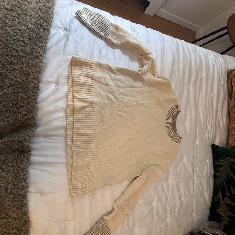 Summersalt xs cashmere creme Sweater with Striped Accents